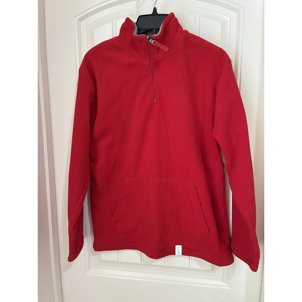 The Childrens Place Boys Quarter-Zip Fleece Pullover w/Collar Size XL 14 Red NWT
